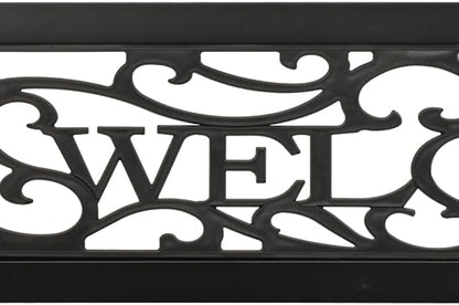 Garden Bench Black Powder-Coated Steel and Plastic Standard Outdoor Seating with Vintage Charm for Patio Balcony Garden Durable Comfortable