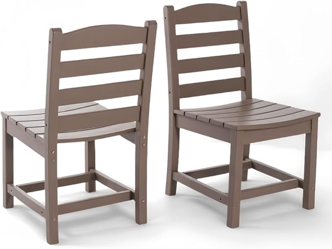 Heavy-Duty HDPE Outdoor Dining Table for Patios and Backyards – Weatherproof, Low-Maintenance, Rustic Modern Design (Antique Dark Oak + HDPE + Garden & Outdoor)