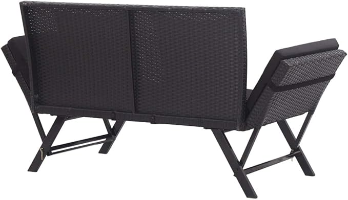 Patio Bench with Cushions, Outdoor Sunbed, Cushion Cover Removable, Garden Bench, Easy to Clean for Patio, Garden, Patio - Photo 4
