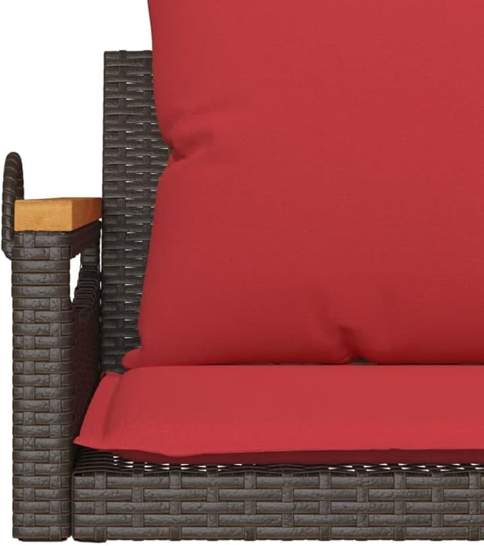 Brown PE Rattan Patio Swing Bench with Cushions, UV-Resistant and Water-Repellent Materials - Photo 8