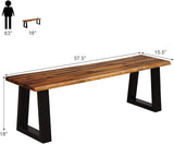 Giantex Wooden Dining Bench Seating Chair Rustic Indoor &Outdoor Furniture (Rustic Brown&Black) - Photo 3