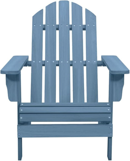 Solid Fir Wood Adirondack Chair for Outdoor Patio Furniture, Blue Wooden Lounge Chair with 242.5 lb Capacity, Weather-Resistant Garden Seat for Poolside Backyard Deck (Assembly Required)