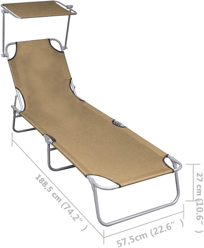 Folding Sun Lounger, Patio Chaise Lounge Chair, Outdoor Recliner Lounge Chair Sun Loungers - Photo 2