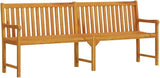 Solid Acacia Wood Rustic Garden Bench Outdoor Large Brown Rectangular Seating for Patio Terrace Balcony and Garden - Photo 3