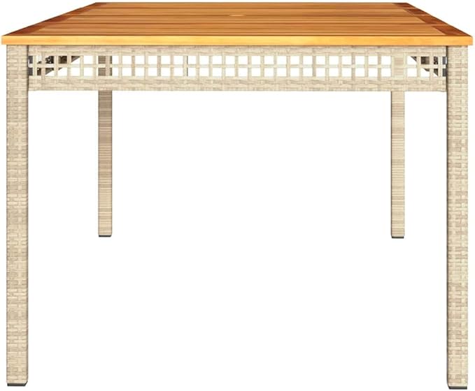 Large Rectangular Garden Table, Outdoor PE Rattan Dining Table for 6, Weather-Resistant Patio Furniture for Backyard - Photo 6