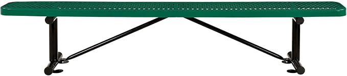 Global Industrial 8'L Heavy Duty Expanded Metal Mesh Flat Bench with Steel Frame, Portable Outdoor Bench, 1000 lbs Capacity, Green, 96" L x 14-1/2"W x 18" H