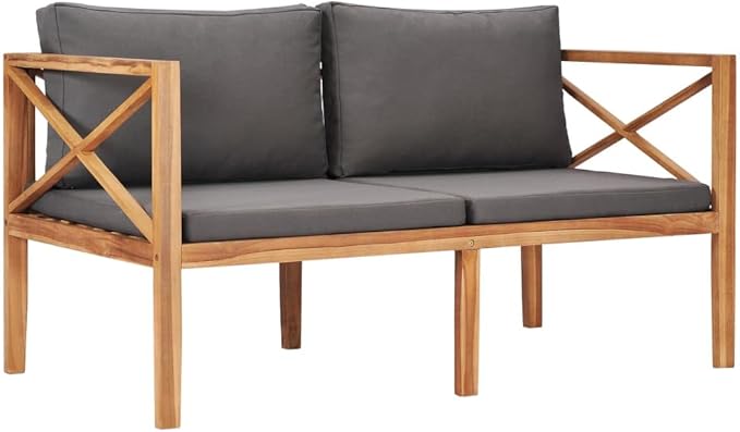 Garden Bench Dark Grey Teak Hardwood Durable Comfortable for Outdoor Garden and Patio Seating