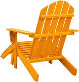 Solid Fir Wood Adirondack Chair with Ottoman Orange Outdoor Patio Furniture for Relaxing in Garden Backyard or Deck - Photo 5
