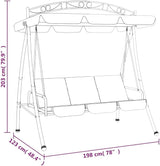 3-Seater Garden Swing Bench, Outdoor Patio Porch Swing with Bed Conversion, Powder-Coated Steel Metal Frame - Photo 9