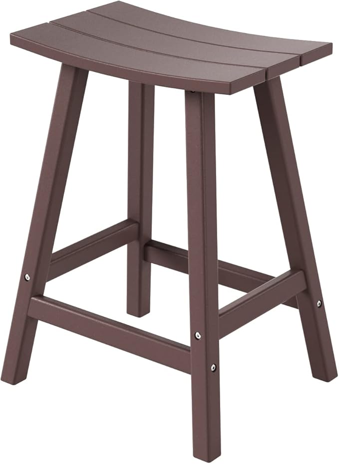 WestinTrends Malibu 24 Inch Outdoor Bar Stools, All Weather Resistant Poly Lumber Adirondack Counter Height Stools, Dark Brown