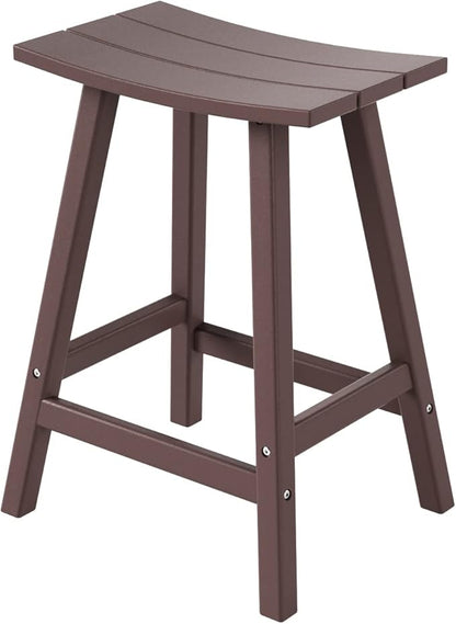 WestinTrends Malibu 24 Inch Outdoor Bar Stools, All Weather Resistant Poly Lumber Adirondack Counter Height Stools, Dark Brown