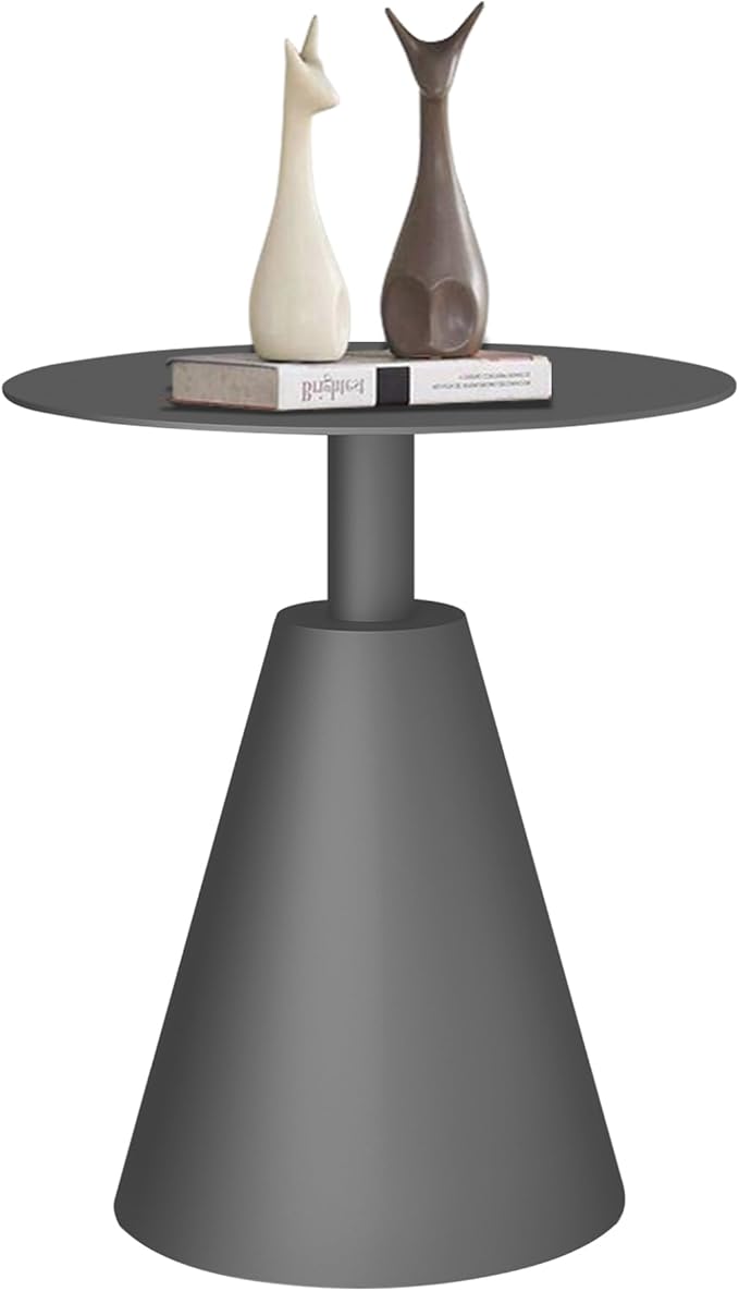 19.5''Φ Outdoor Round Coffee Table Weather-Resistant Aluminum Side Table for Balcony, Patio, Garden, Bedroom (Grey)