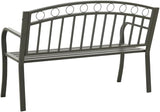 Garden Bench Grey 125 cm Powder-Coated Steel Solid Comfy Seating for Outdoor Space Park - Photo 5