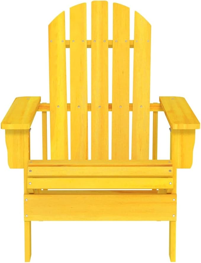 Yellow Solid Fir Wood Adirondack Garden Chair Durable Outdoor Patio Furniture for Relaxation Comfortable Ergonomic - Photo 3