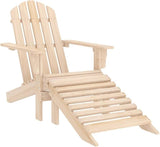 Solid Fir Wood Adirondack Chair Set with Ottoman and Side Table Outdoor Patio Furniture for Garden Balcony Porch - Photo 5