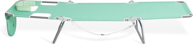 Ostrich Chaise Lounge Outdoor Portable Folding 4-Position Recliner Chair for Beach, Patio, Camp, & Pool with Carrying Strap, Teal (4 Pack)