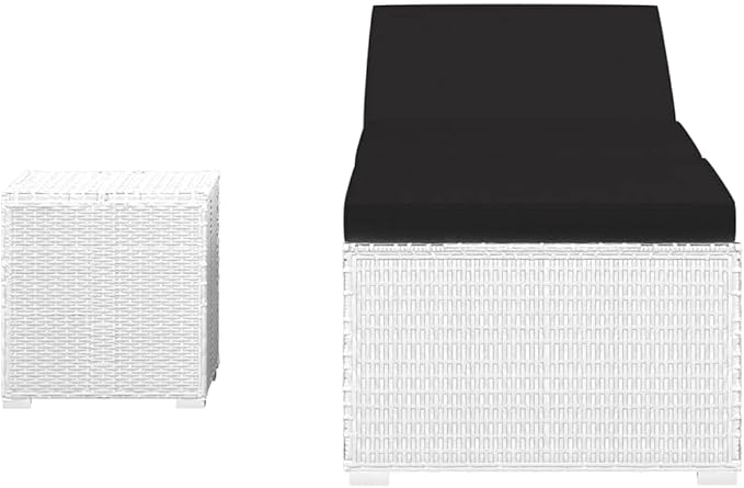 Sun Lounger White PE Rattan Patio Chaise Lounge Patio Sunbed for Pool Outside 76.8 in x 23.6 in x 12.2 - Photo 3