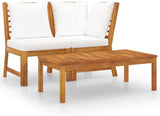 Garden Lounge Set Cream and Acacia Wood Terrace Seating Exterior Settee for Balcony Poolside - Photo 1