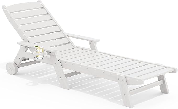 SERWALL Patio Chaise Lounge Chair, 78'' Long HDPE 5 Positions Adjustable Outdoor Lounger - Photo 1