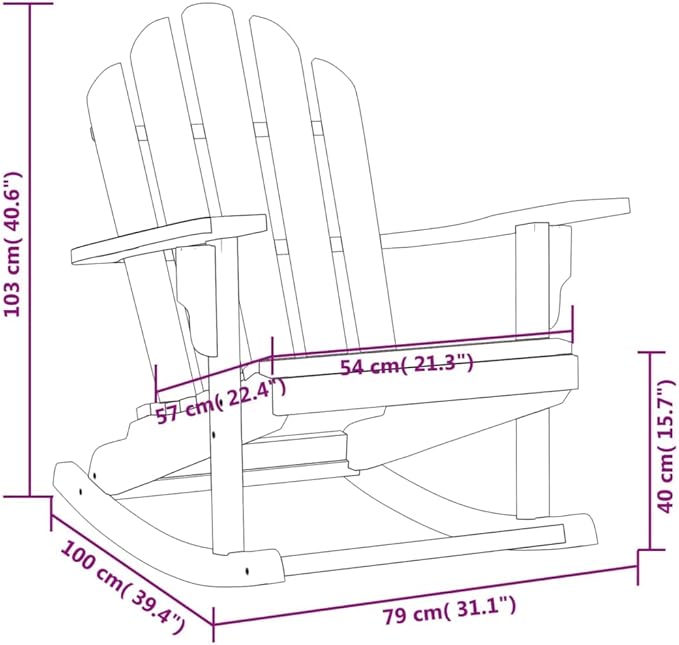 Natural Teak Garden Adirondack Rocking Chair Set of 2 - Photo 2