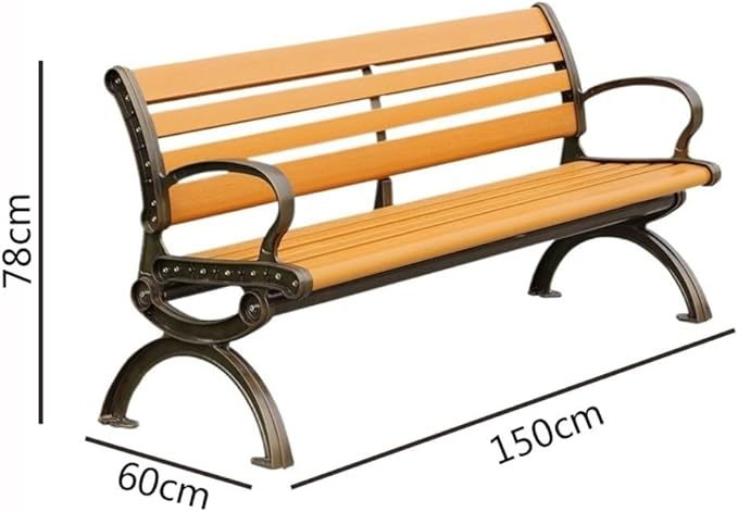 Heavy-Duty Outdoor Benchs Patio Balcony Benchs Double Seat, Patios Garden Bench for Park Yard Outdoor Furniture -59 L x 24" W x 30" H Slatted Seat for Park, Yard & Porch