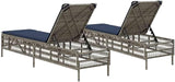 2-Person Gray Poly Rattan Patio Chaise Lounge Set, Adjustable Backrest, Removable Cushions, 78" L Poolside Lounger - Photo 7