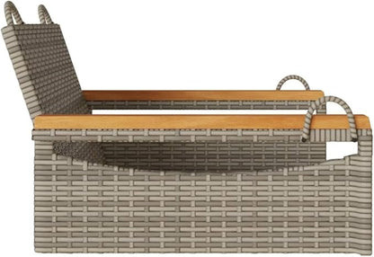 Gray Patio Swing Bench, 24.4"x24.8"x15.7" Modern Poly Rattan Garden Seat with Powder-Coated Steel Frame for Balcony, Front Porch, Lawn, Deck, Quiet Relax Corner