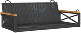 Black Poly Rattan Swing Bench for Outdoor Patio Garden - Photo 2