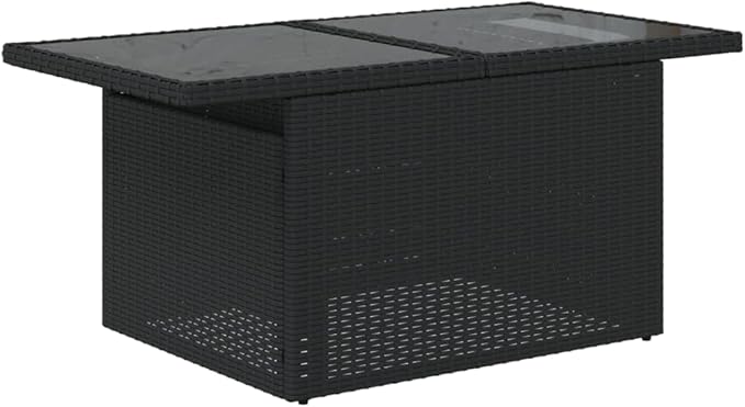 Height Adjustable Black Rectangular Poly Rattan Outdoor Dining Table 39.4x21.7 inch for Patio, Garden - Photo 4