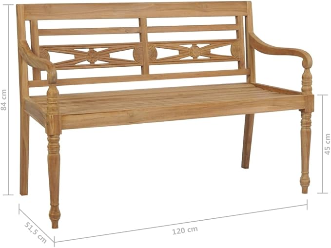 Batavia Bench Garden Bench Outdoor Bench for Outdoors Porch Entryway Furniture for Yard 47.2" Teak