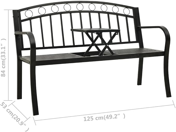 Garden Bench Outdoor Bench Patio Bench Cushions for Outdoor, Park, Yard, Entryway, Iron Metal Frame Furniture - Photo 2