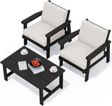 SERWALL HDPE Outdoor Couch, Black Frame and Khaki Cushion - Photo 1