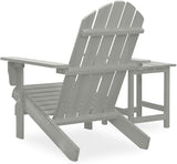 Solid Fir Wood Gray Adirondack Chair with Table Patio Furniture Set for Garden Balcony Porch Outdoor Seating Relaxation - Photo 4