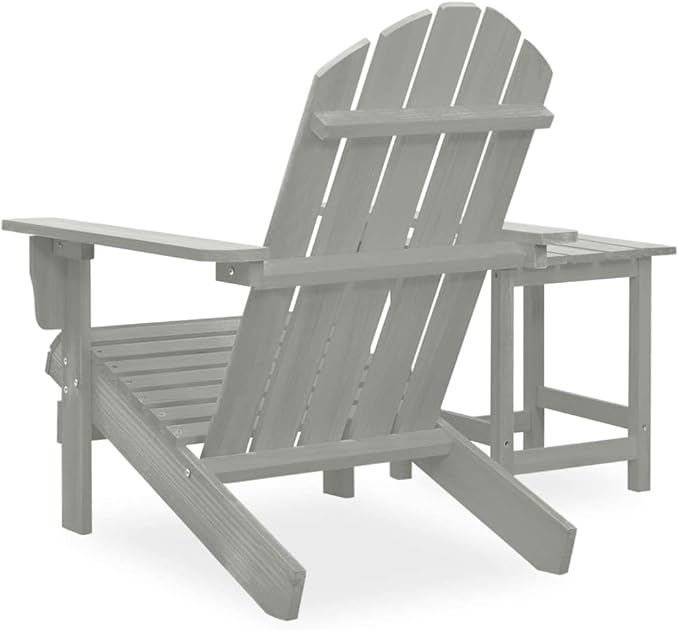 Grey Solid Fir Wood Large Ergonomic Garden Chair and Table Combo with Smooth Matte Finish for Outdoor Relaxation - Photo 4
