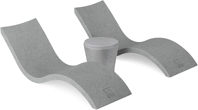 Ledge Lounger Signature Chaise Set of 2 + Affinity Side Table – in Pool Lounger Designed for Shallow Shelves Up to 9” – - Photo 1