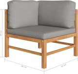 2-Seater Garden Bench Dark Grey Cushions Natural Teak Wood Patio Bench for Outdoor Seating and Benches - Photo 2