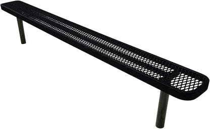 COATEDOUTDOORFURNITURE Coated Outdoor Furniture Heavy-Duty Outdoor Bench Thermoplastic Coated, Expanded Metal, Commercial-Grade Seating, Made in America (Inground Without Back, 8 Ft, Black)