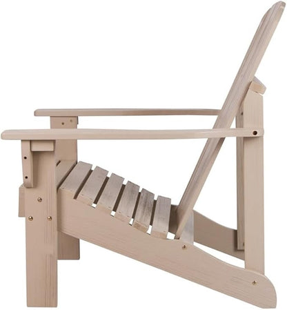 Pemberly Row Traditional Cedar Wood Adirondack Chair, Gray Finish, 36.25" H x 34.25" W x 26.75" D, Ergonomic Design, Weather-Resistant Patio Seating for Outdoor Relaxation