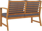 47in Acacia Wood Garden Bench Dark Grey Cushions Oiled Finish Rustic Outdoor Seating for Patio Porch Balcony Solid - Photo 5