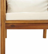 Garden Armchair Cream White Natural Solid Acacia Wood with Outdoor Cushions - Photo 7
