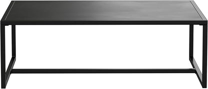 EMMA + OLIVER All-Weather Commercial Grade Indoor/Outdoor Steel Patio Coffee Table in Black