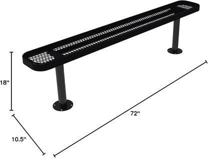 COATEDOUTDOORFURNITURE Coated Outdoor Furniture Heavy-Duty Outdoor Bench Thermoplastic Coated, Expanded Metal, Commercial-Grade Seating, Made in America (Surface Without Back, 6 Ft, Black)