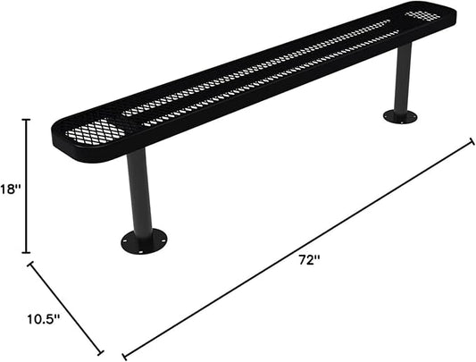 COATEDOUTDOORFURNITURE Coated Outdoor Furniture Heavy-Duty Outdoor Bench Thermoplastic Coated, Expanded Metal, Commercial-Grade Seating, Made in America (Surface Without Back, 6 Ft, Black)