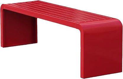 Outdoor Bench Without Backrest, Pure Wrought Iron Metal Garden Bench with Pre-drilled Fixing Holes for Patios, Porches, Balconies and Parks(Red,180cm/70.8in)
