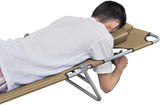 Foldable Taupe Powder-Coated Steel Sunlounger 74.4 inch Adjustable Backrest Outdoor Chaise with Head Cushion - Photo 6