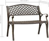 Traditional Bronze Garden Bench Cast Iron Outdoor Seating for Patio and Balcony, 40.2 Inch Long with Floral Design - Photo 2