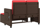 Reclining Patio Bench with Cushions Brown Poly Rattan Porch Bench Outdoor Bench Garden Bench Deck Bench for patios - Photo 8