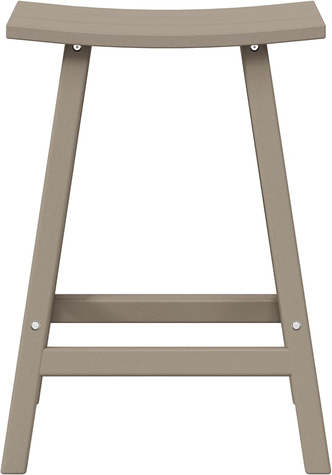 WestinTrends Malibu 24 Inch Outdoor Bar Stools, All Weather Resistant Poly Lumber Adirondack Counter Height Stools, Weathered Wood