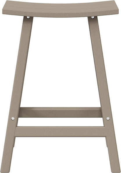 WestinTrends Malibu 24 Inch Outdoor Bar Stools, All Weather Resistant Poly Lumber Adirondack Counter Height Stools, Weathered Wood