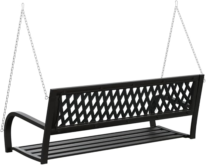 Black Steel and Plastic Garden Swing Bench for Outdoor Patio - Photo 4